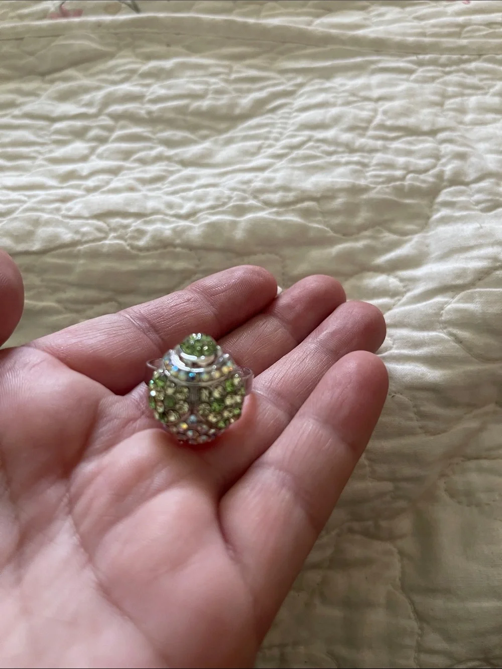 Green Crystal ladybug Ring - Women's Fashion Jewelry